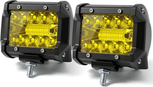 Turboo - Cápsulas LED, barra de luz LED de 4 pulgadas, luz de flash ámbar, 2 unidades de 12000 lúmenes, luz todoterreno de triple fila, combo de