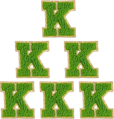 Miniatura 40 de 6 piezas de parches de letras de chenilla autoadhesivas, parches de letras preppy de 2 pulgadas para bolsos, ropa y sombreros, grandes pegatinas
