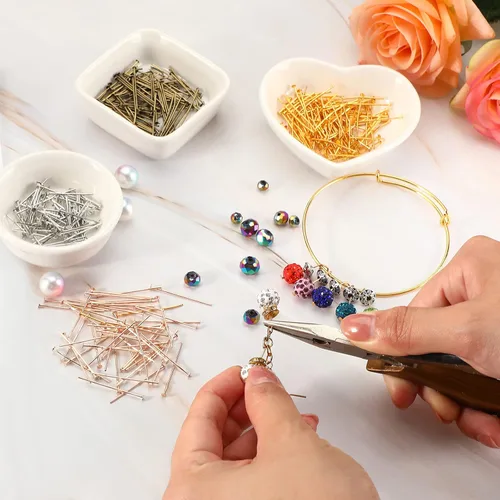 Miniatura 3 de Junkin 2800 Piezas Alfileres de Cabeza Plana para Hacer Joyas DIY, Juego de Alfileres de 0.63 Pulgadas, 0.71, 0.79, 1.18 Pulgadas para Hacer Joyería