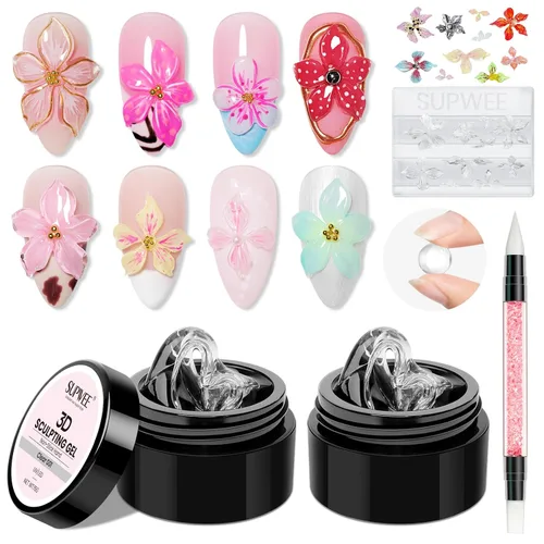 Miniatura 9 de Gel 3D para arte de uñas, gel duro sólido para esculpir uñas, no pegajoso para tallar, extensión de edificios con lápiz de arte de uñas, manicura