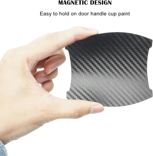 Miniatura 6 de kingsea 4 protectores de arañazos para manija de puerta de automóvil, textura magnética extraíble de fibra de carbono 3D, textura de fibra