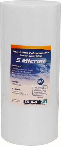 PureT BVB0987005 - Filtro de sedimentos de agua de 10 x 4.5 pulgadas, certificado NSF, filtro de polietileno hilado que elimina sedimentos y otros