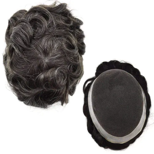 Miniatura 44 de LYRICAL HAIR Sistema de cabello humano Remy de encaje francés súper fino para hombre, piel de poliéster transparente alrededor de las pelucas, tupé