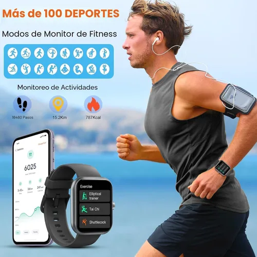 Miniatura 6 de Reloj inteligente para hombres y mujeres (respuesta/hacer llamadas), nuevo reloj inteligente HD de 1.96 pulgadas, rastreador de actividad física