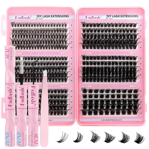 Miniatura 43 de Racimos de pestañas individuales, bandeja mixta, rizado D, extensiones para colocar en casa (40D-0.07 mm-D, 15/32 de pulgada-45/64 de pulgada)