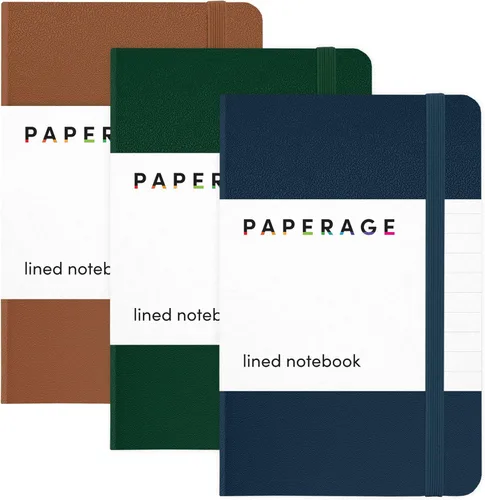 Miniatura 16 de Juego de 2 cuadernos blocs de notas de bolsillo pequeño, pauta universitaria, 3.7 x 5.6 pulgadas, minidiario de tapa dura, papel grueso de 3.5 Negro