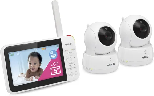 Miniatura 13 de VTech Monitor de bebé sin WiFi, pantalla de 5 pulgadas y zoom panorámico remoto para recién nacidos, a prueba de piratas, batería de 17 horas, rango
