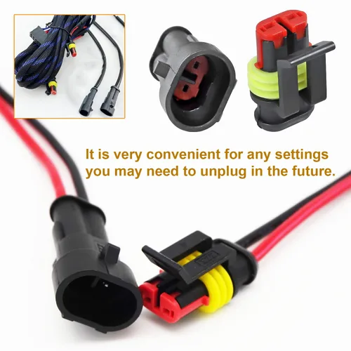 Miniatura 4 de 20 kits de conectores de 2 pines Conectores eléctricos automotrices 2 conectores de cable, conector impermeable, desconexión rápida y conexión 22-16