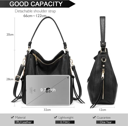 Miniatura 2 de Realer Bolsos Hobo para mujer, de piel sintética, bolso grande con borla