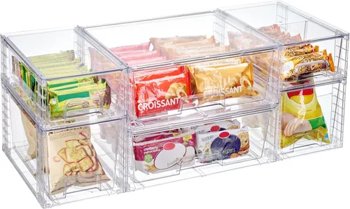 Miniatura 11 de Vtopmart Paquete de 4 cajones de almacenamiento apilables transparentes, para debajo del fregadero y la cocina, cajones de plástico fáciles