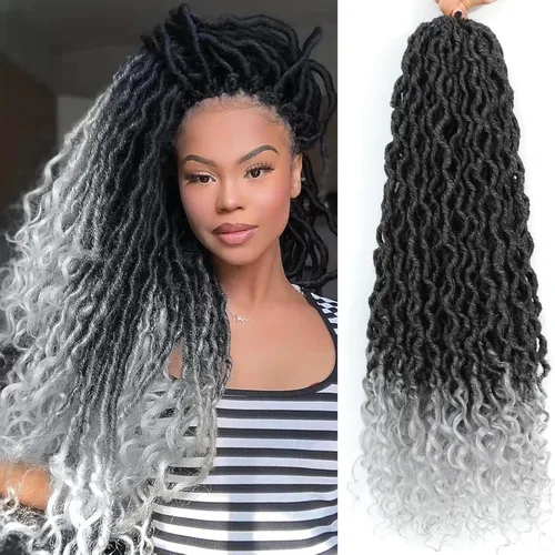 Miniatura 36 de Trenzas postizas Goddess, 6 paquetes de 18 pulgadas, cabello lacio, trenzado con ganchillo, para mujeres negras, trenzas postizas ombre con puntas