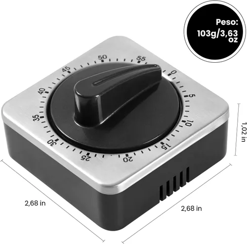 Miniatura 3 de Temporizadores de cocina para cocinar, reloj temporizador de cocina de chef con alarma fuerte, temporizador de escritorio 100% mecánico -
