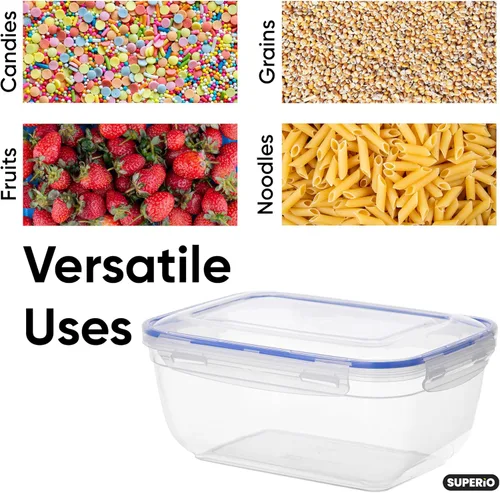 Miniatura 2 de Recipiente grande de plástico para almacenamiento de alimentos con tapa hermética para despensa, refrigerador, 20 tazas, 160 onzas, sin BPA