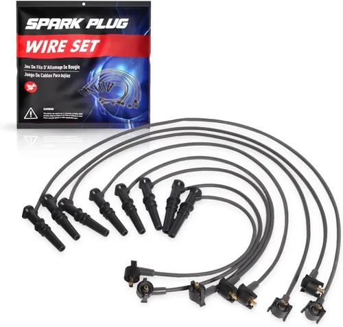 ENA Juego de cables de bujía negro compatible con Mercury Lincoln Ford F150 F250 E150 Crown Victoria Expedition Grand Marquis Econoline Club Wagon