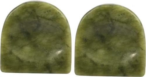 Rockcloud Piedra de preocupación, piedras de palma para el pulgar para la ansiedad, cristal curativo, semicírculo, jade verde