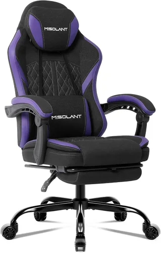 Miniatura 9 de Misolant Silla Gaming, Silla Gamer de Tela con reposapiés para Adultos, Silla Ergonómica de Computadora para Juegos de Respaldo Alto