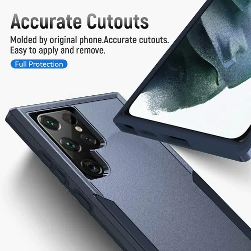 Miniatura 5 de Funda diseñada para Samsung S24 Ultra (no para S24 y S24 Plus), resistente, resistente, a prueba de golpes, soporte de carga inalámbrica, funda Azul