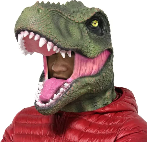 LarpGears Máscara de disfraz de Halloween para fiesta de látex animal T-rex dinosaurio máscara tamaño adulto
