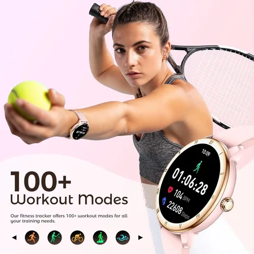 Miniatura 3 de EIGIIS Relojes inteligentes Android para mujer, 1.27 pulgadas, HD, esfera romana, relojes deportivos, rastreadores de actividad con monitor de sueño