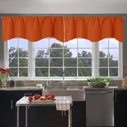 Miniatura 20 de Cenefa Blanco Puro Paquete de 2 - Cortinas de Liquidación para Sala de Estar, Baño y Dormitorio - Estilo Granja Festoneado, 18 Pulgadas de Largo