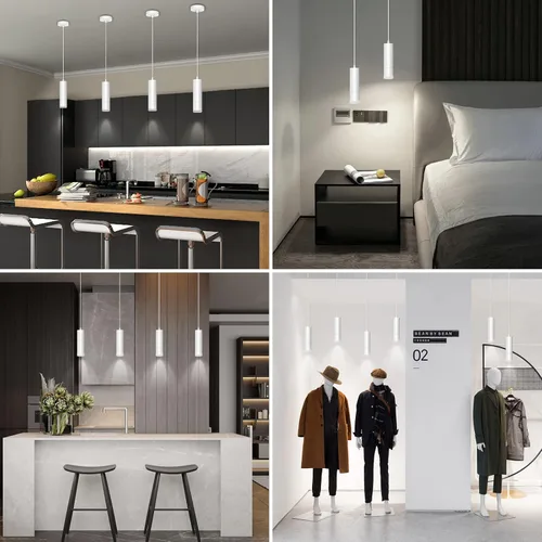 Miniatura 7 de OKELI Luz Colgante, Luminaria de Luces Colgantes Negras Modernas, Iluminación Colgante LED Única de 3-CCT para Isla de Cocina, 20W
