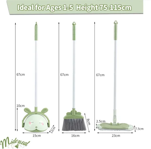 Miniatura 2 de Midoneat Juego de juguetes de limpieza para niños, mini escoba, trapeador y recogedor, juego de ayuda para la limpieza del hogar para niños de 1 a 5