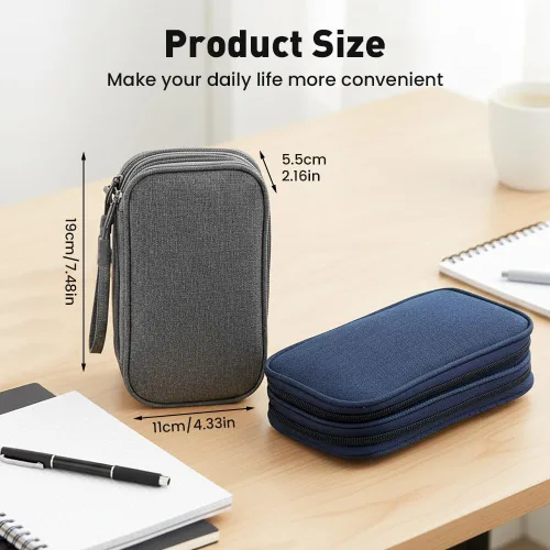 Miniatura 3 de Bolsa organizadora de cables de viaje, caja organizadora de cables actualizada 2026, caja organizadora de cables electrónicos de doble capa, bolsa
