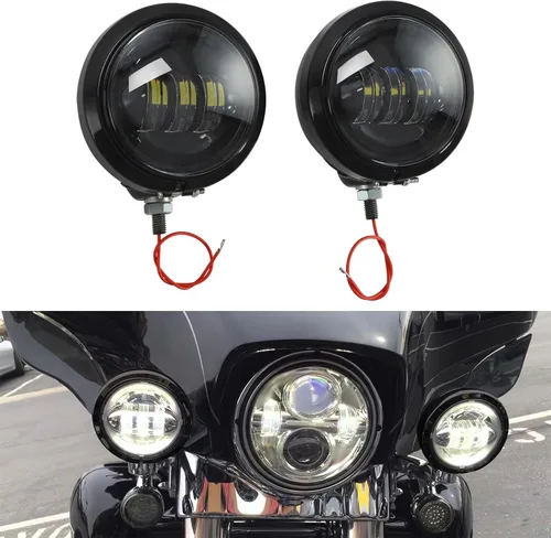 Miniatura 11 de Green-L Luz antiniebla LED para Harley 1997-2013 Touring Street Glide Electra Glide Road King Spotlight 4.5 pulgadas Foglight indicador de lámpara