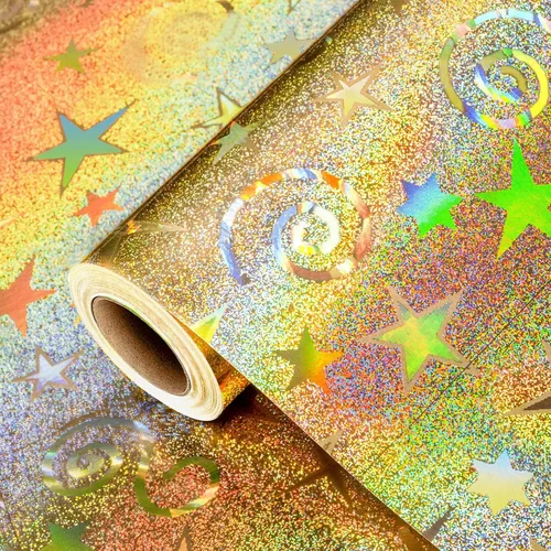 Miniatura 7 de Burymento Rollo de papel de regalo plateado, papel de regalo de punto holográfico metálico para cumpleaños, San Valentín, día de la madre