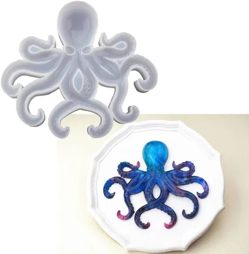Miniatura 3 de Molde de resina de pulpo, Gasusen 3D de animales marinos grandes, pulpo, moldes de silicona para fundición de resina epoxi, adornos colgantes