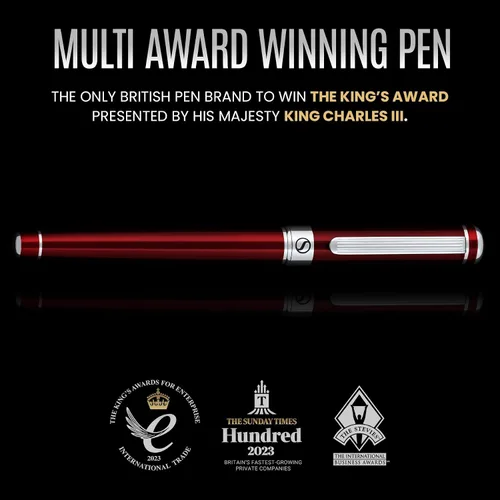 Miniatura 9 de Scriveiner Deep Crimson Red Rollerball – Impresionante bolígrafo de rodillo de lujo de laca roja carmesí profundo con acabado cromado, repuestos