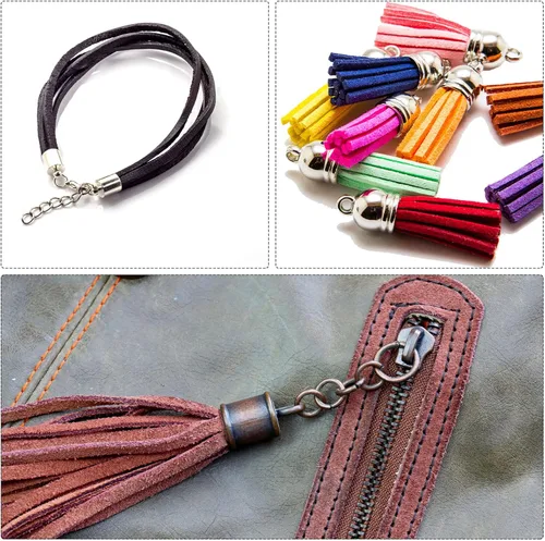 Miniatura 7 de uxcell Cordón de gamuza, 50 yardas, 0.197 in, cuerda de hilo de cuero plana para bolso, bolso, cordones de zapatos, manualidades, fabricación