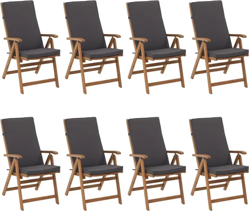 Miniatura 11 de OC Orange-Casual Juego de 4 sillas plegables de comedor para patio, sillas reclinables de madera de acacia al aire libre con reposabrazos y cojín