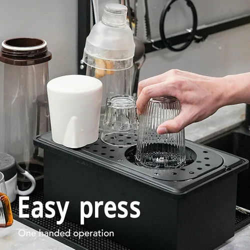 Miniatura 5 de Enjuagadora de jarra de acero inoxidable para fregadero de cocina automático de vidrio para hotel, bar, café, taza de té con leche, color negro