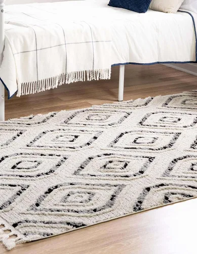 Miniatura 4 de Unique Loom Cherokee Collection Gatlinburg - Alfombra rectangular de 2 x 3 pies 1 pulgada, color blanco y negro