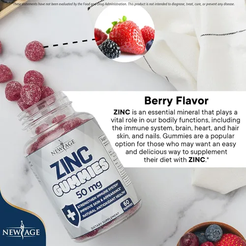 Miniatura 6 de Gomitas de zinc – Paquete de 2 – Suplemento de zinc inmunitario de alta potencia de 50 mg, defensa inmune, potente antioxidante natural, sin OMG