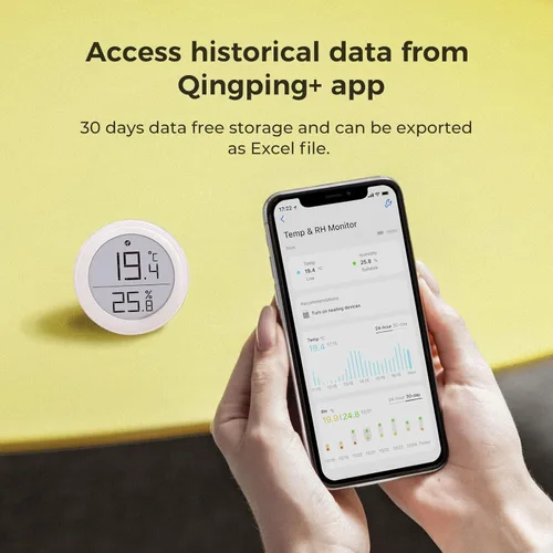 Miniatura 5 de Qingping Termómetro Higrómetro Sensor Funciona con HomeKit (Solo Funciona con iOS), Monitor Inalámbrico de Temperatura y Humedad