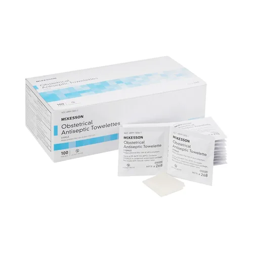 McKesson Toallitas antisépticas obstétricas, estériles, paquete individual, aroma limpio, 100 unidades, 10 paquetes, 1000 en total