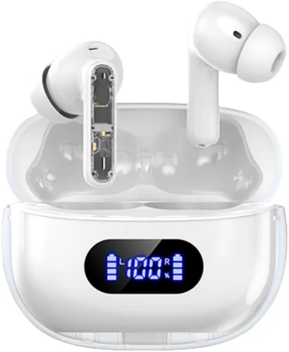 Miniatura 10 de Auriculares inalámbricos azules P1 PRO, auriculares inalámbricos Bluetooth con micrófonos de llamada clara, ajuste cómodo, IPX7 impermeable, batería