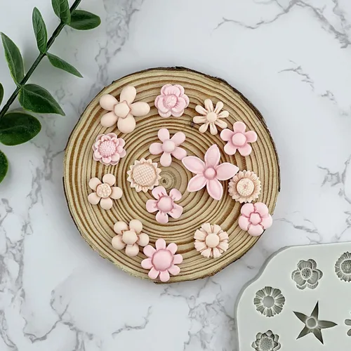 Miniatura 2 de Moldes de arcilla polimérica de flores, 2 moldes de arcilla polimérica para la fabricación de joyas, moldes de silicona en miniatura de margaritas