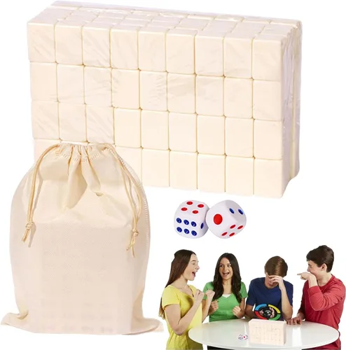 Miniatura 8 de Mahjong, juego de mahjong chino, 144 azulejos grabados, juego de viaje portátil para juego familiar/equipo, a partir de 9 años a adultos Verde