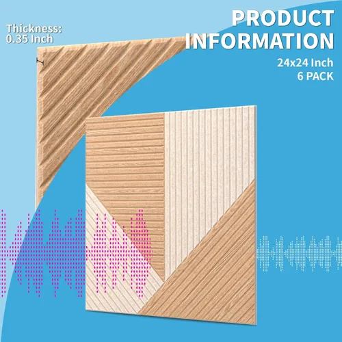 Miniatura 8 de Art3d Paquete de 6 paneles de pared acústicos autoadhesivos para decoración del hogar, paneles insonorizantes de 24 x 24 pulgadas para oficina