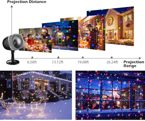 Miniatura 2 de Proyector de luces de nieve de Navidad, proyector de luz LED de Halloween, luces de vacaciones al aire libre con lámpara giratoria transparente
