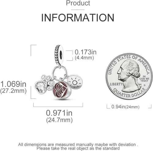 Miniatura 4 de MULA - Dijes de plata de ley 925 para pulseras y collares, dijes de bolso, cuentas, gato, tortuga, regalo de joyería para mujeres y niñas