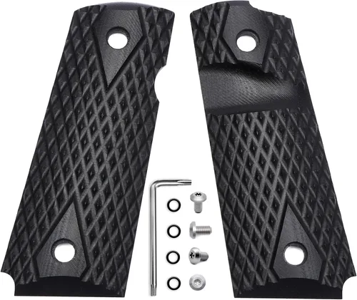 Guuun Empuñaduras G10 para 1911 Compact/Officer, textura de corte de diamante y orificio grande - 9 opciones de color