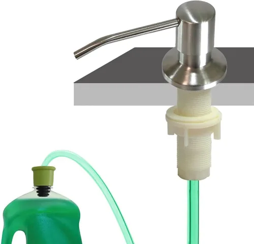 Miniatura 6 de Dispensador de jabón para fregadero de cocina (níquel cepillado), dispensador de jabón de fregadero de diseño integrado, repuesto desde la parte