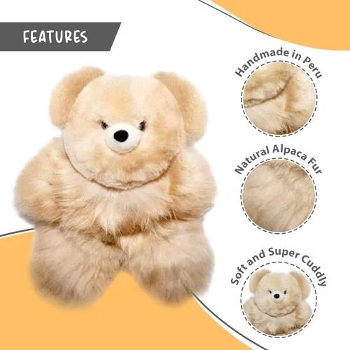 Miniatura 9 de Oso de Peluche de Alpaca Bebé Suave y Tierno - 9 pulgadas. Animal de Peluche de Alpaca Premium Hecho a Mano con Piel Auténtica de Alpaca. Lindo Oso