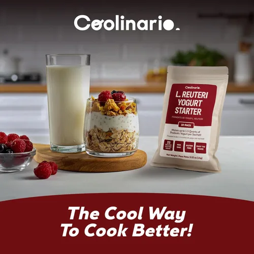 Miniatura 10 de Coolinario L Reuteri - Iniciador de yogur (paquete de 10, bolsitas de 0.05 onzas), cultivo de yogur con probióticos Lactobacillus Reuteri Cremoso