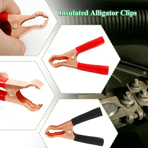 Miniatura 4 de 10 Piezas Pinzas de Cocodrilo Aisladas de 50A, Abrazaderas Eléctricas de Cocodrilo para Trabajo Pesado, Cable de Repuesto de Batería, Clips