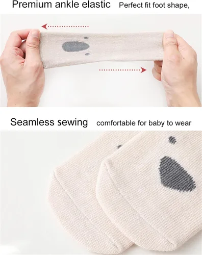 Miniatura 2 de Calcetines antideslizantes con empuñaduras para bebés, niñas y niños, calcetines de dibujos animados antideslizantes para bebés, 10 pares